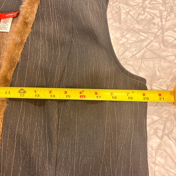 Y2K Vintage Dark Denim Vest Faux Fur Trim Open Front Streetwear Retro Vibe Sz: L - Picture 9 of 11